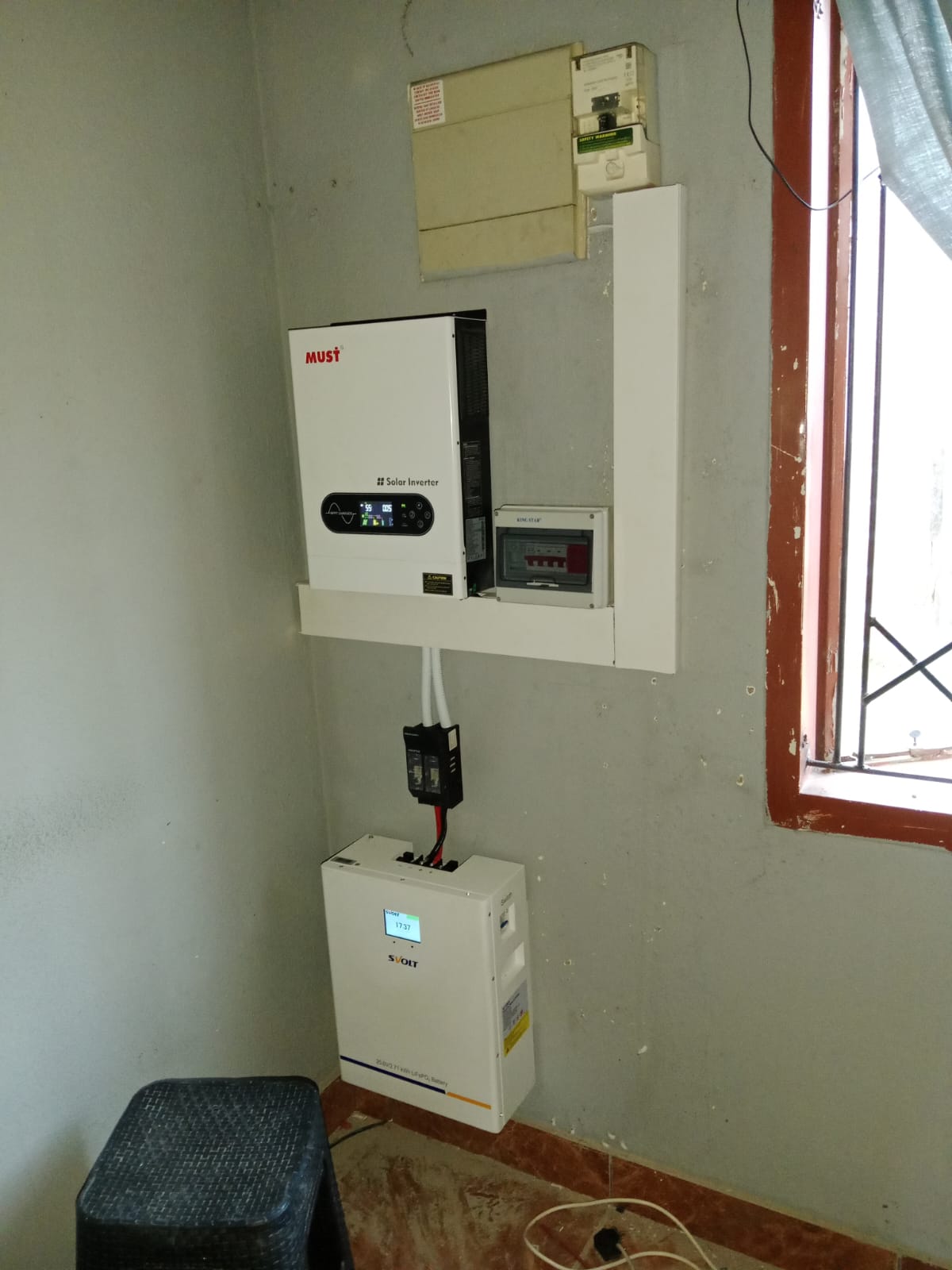 Compact indoor inverter and backup power installation